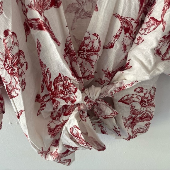 Zara white red floral print wrap top 37417 - Picture 3 of 9